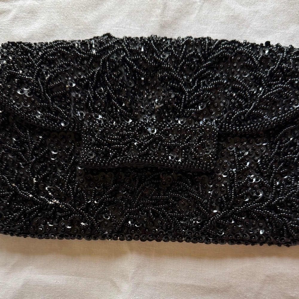 Bon Soir Beaded & Sequined Bag Black on Black - Picture 12 of 14